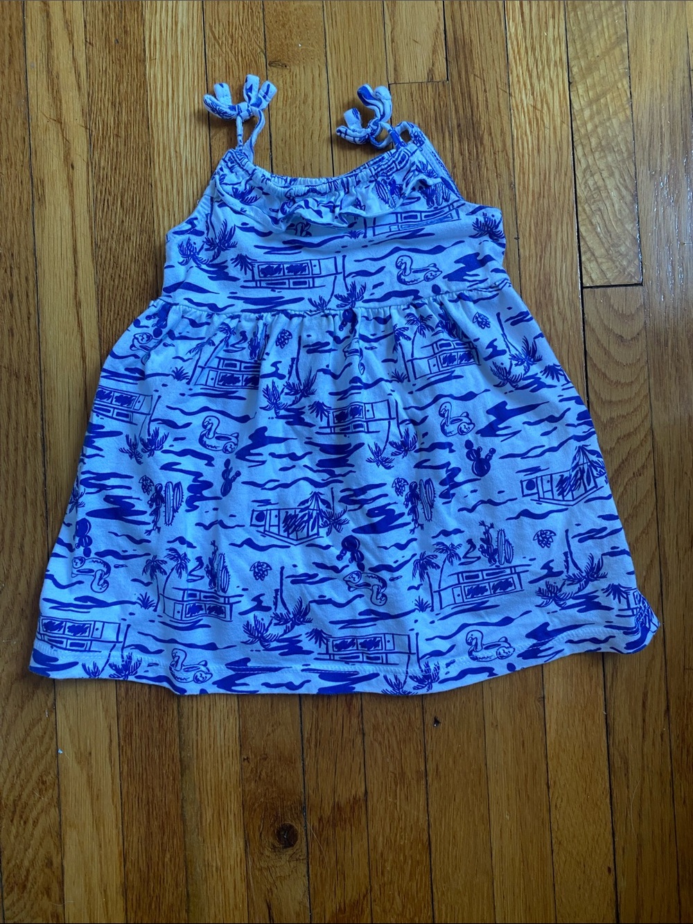 Girls Blue Hawaiian Print Sundress